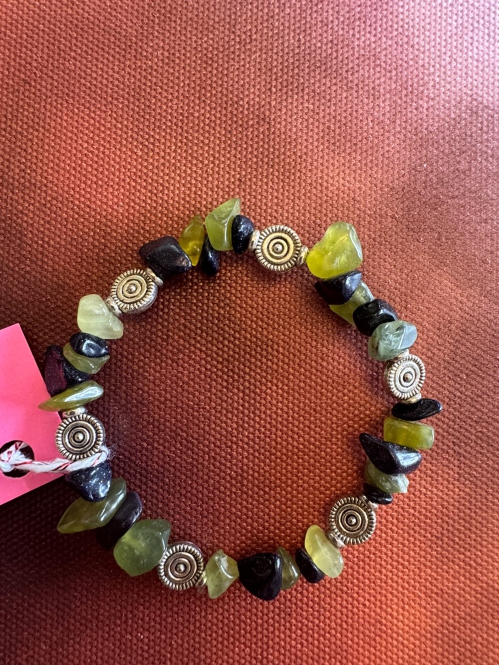 Jade and Black Beaded Stretch Bracelet